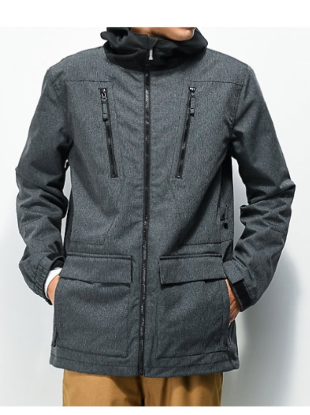 NWT Aperture Green Valley Grey Denim 10K Snowboard ski Jacket zumiez sz S